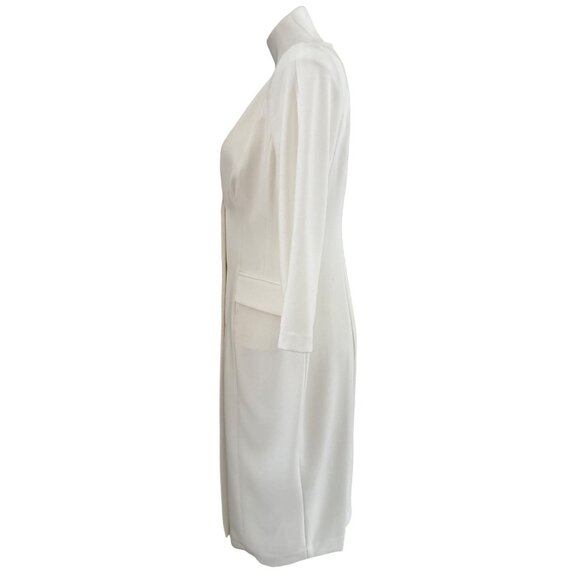 Donna Karan New York NWT $189 Cady Crepe V-Neck Jacket Dress, Ivory Women's 8 - Picture 7 of 11